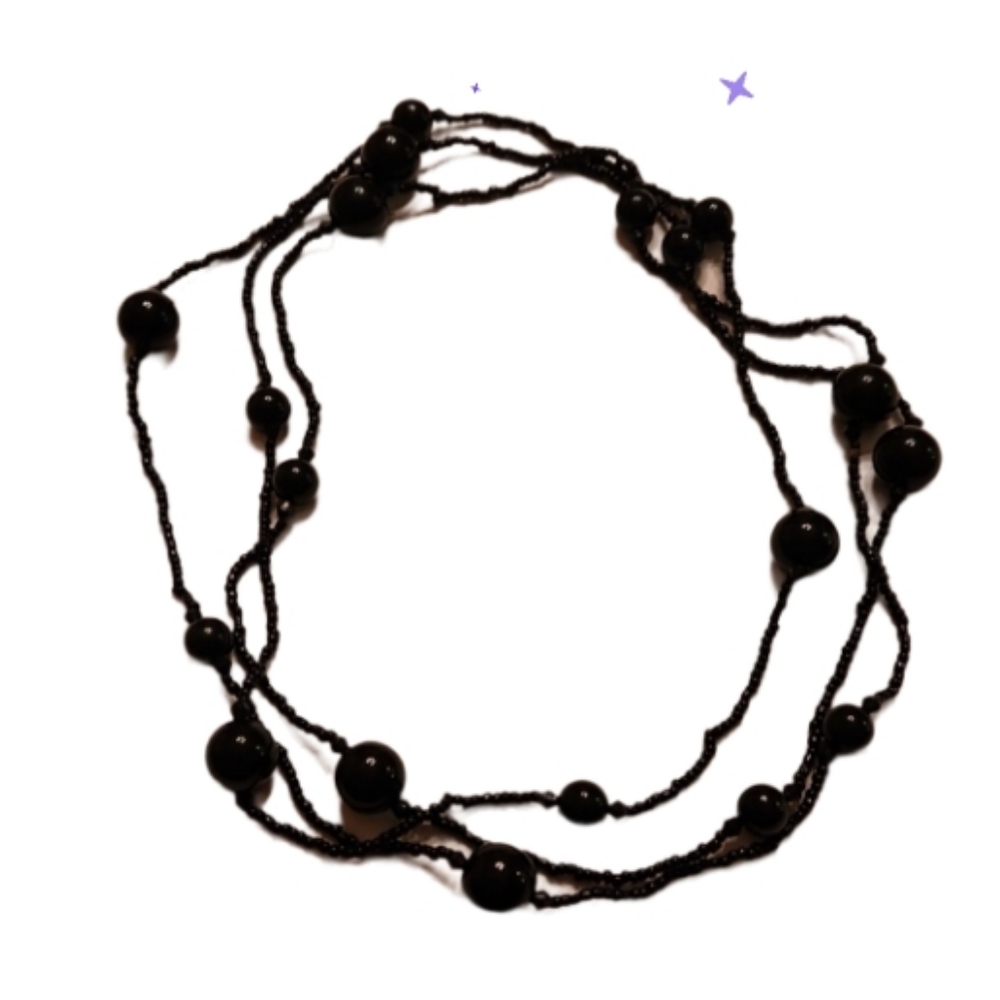 Long Strand black beads seedbeads & balls